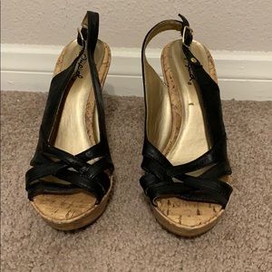 Corked wedge - Black, Size 7